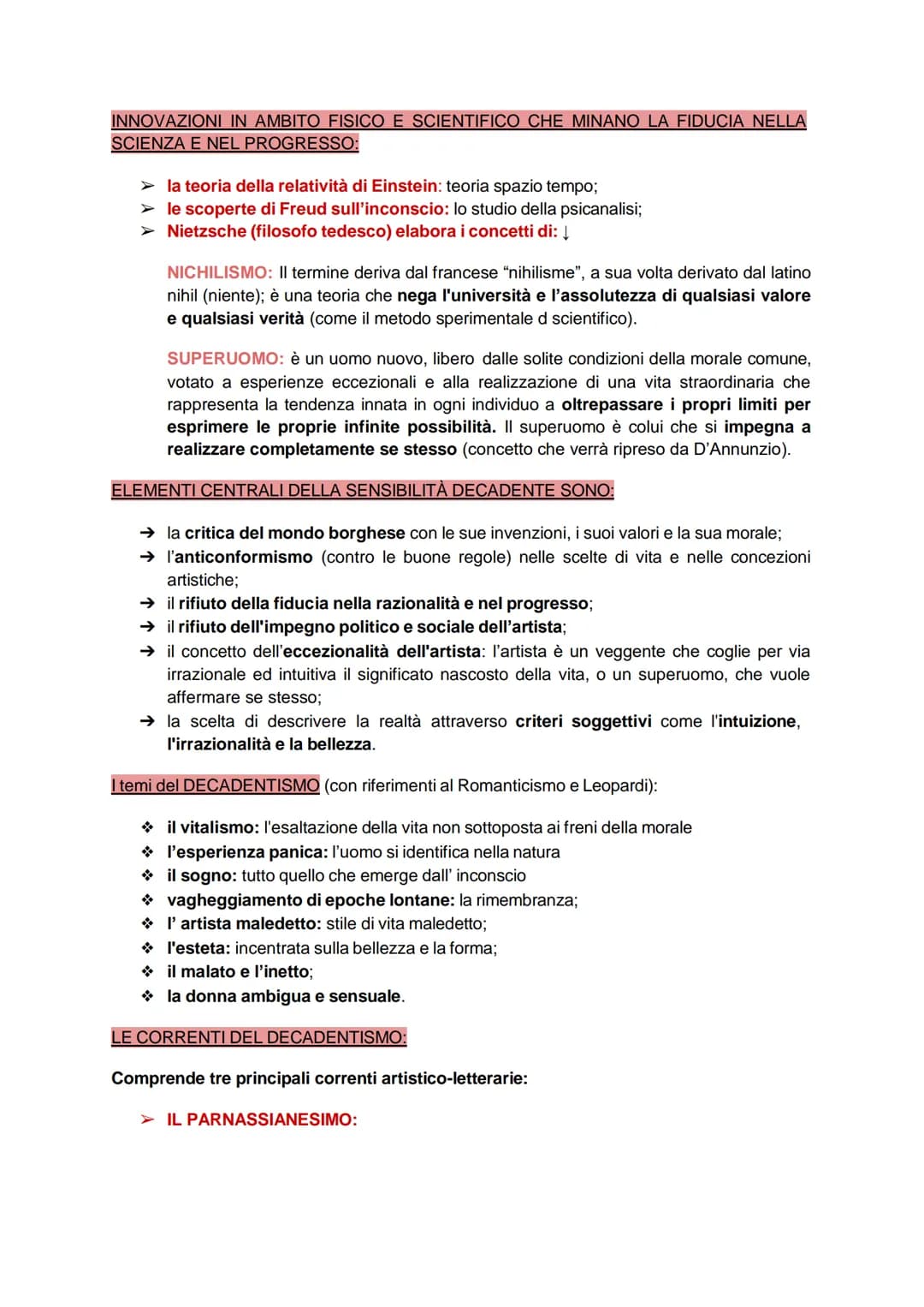 Il Decadentismo
(movimento storico letterario in cui sono presenti due autori molto noti, Pascoli e
D'annunzio).
Il decadentismo deriva dal 