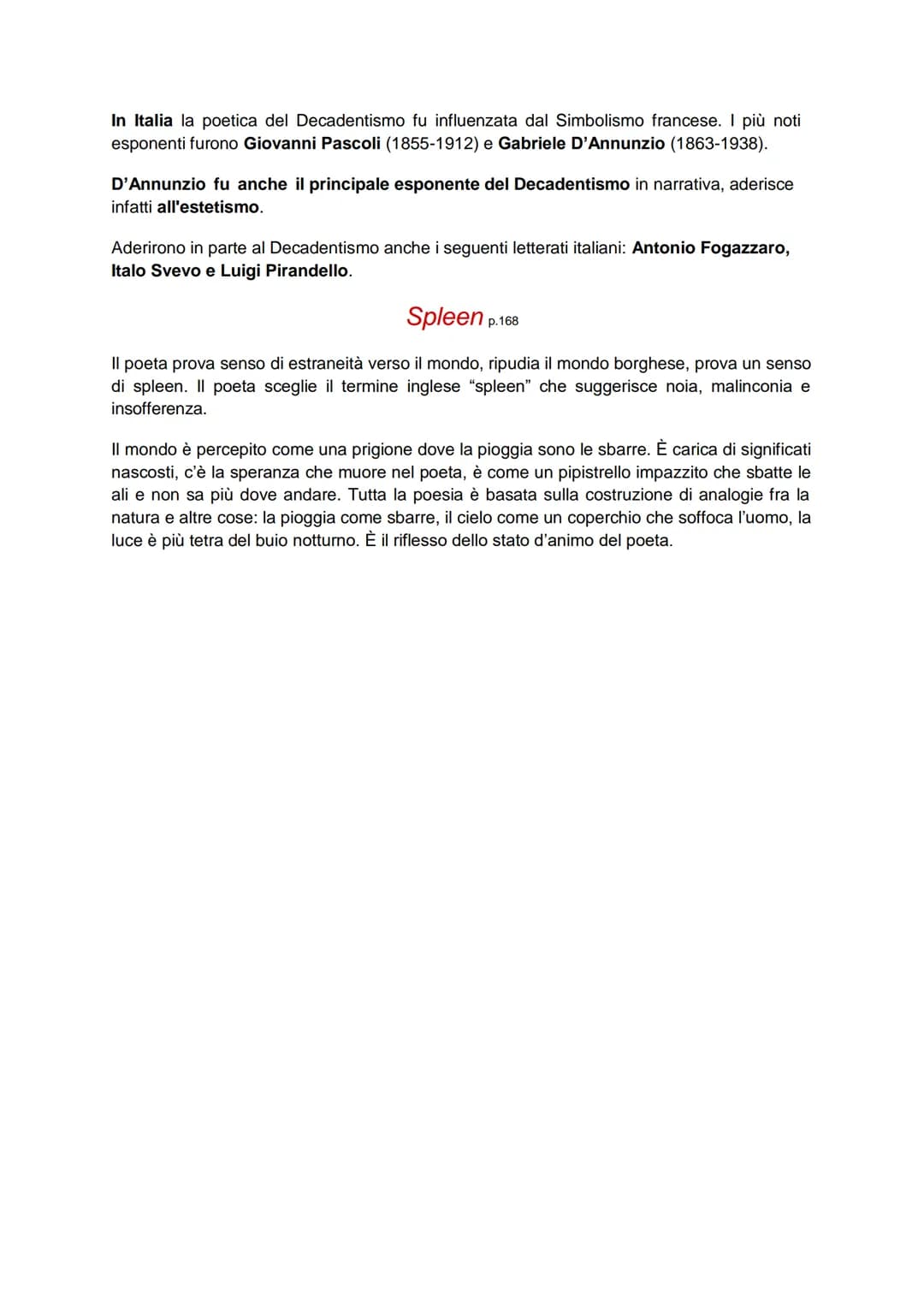 Il Decadentismo
(movimento storico letterario in cui sono presenti due autori molto noti, Pascoli e
D'annunzio).
Il decadentismo deriva dal 