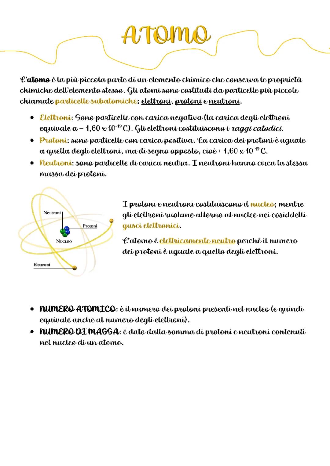 Elettroni, Protoni e Neutroni per Scuola Primaria: Numero Atomico e di Massa