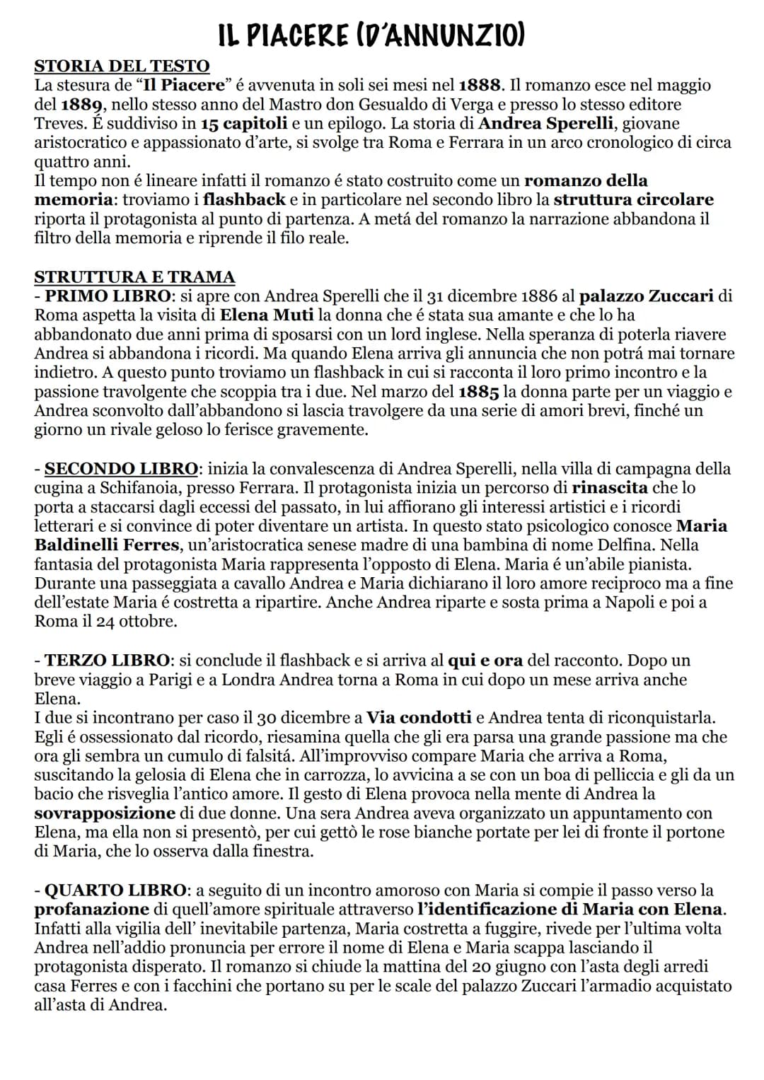 IL PIACERE (D'ANNUNZIO)
STORIA DEL TESTO
La stesura de "Il Piacere" é avvenuta in soli sei mesi nel 1888. Il romanzo esce nel maggio
del 188