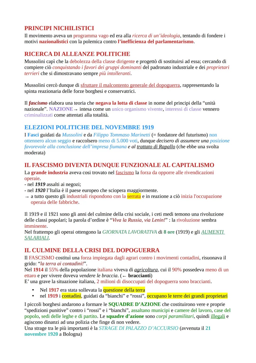 
<p>Il Fascismo è un movimento fondato da Mussolini nel 1919, che ha preso piede come reazione e conseguenza alla crisi politica, economica,