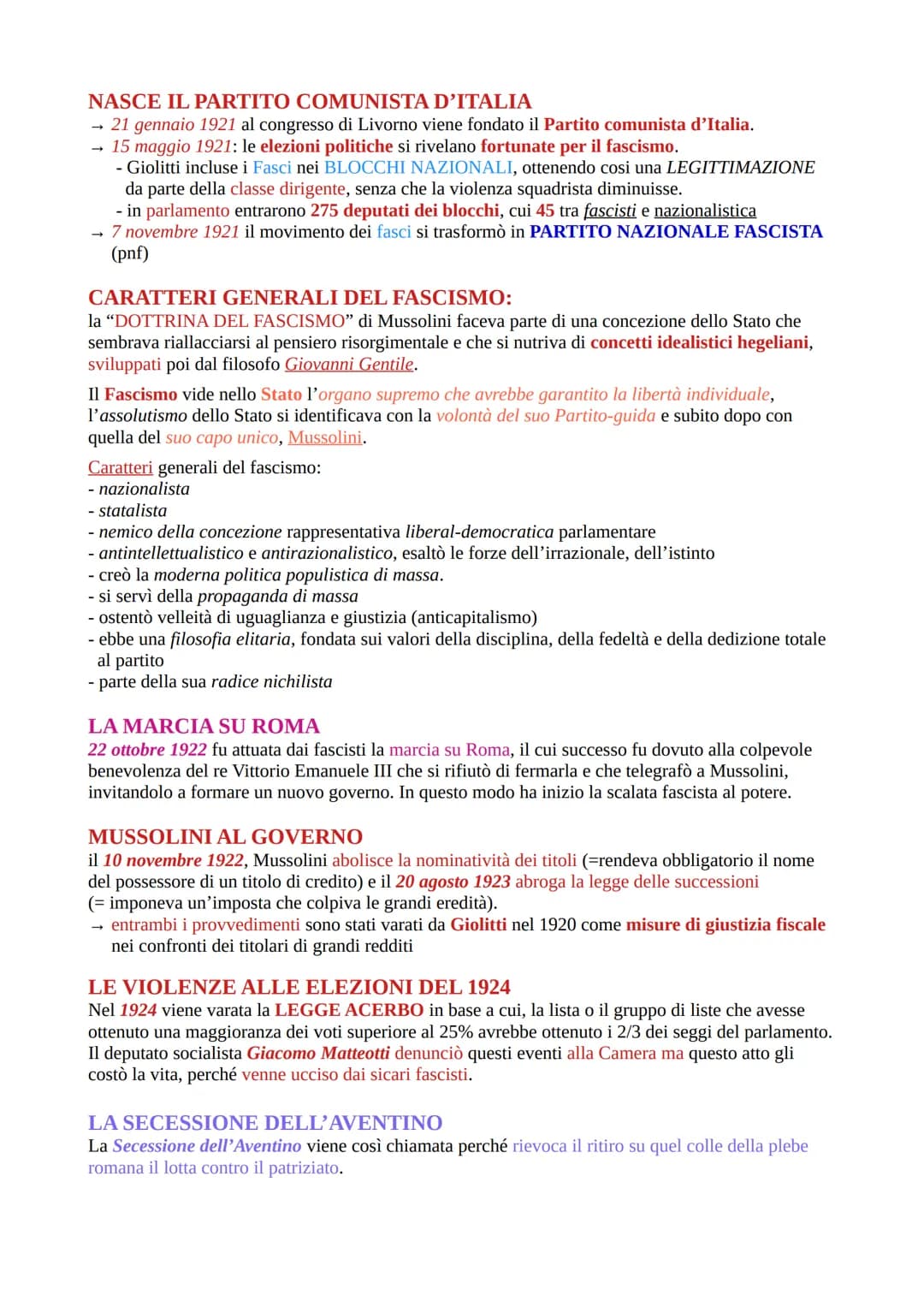 
<p>Il Fascismo è un movimento fondato da Mussolini nel 1919, che ha preso piede come reazione e conseguenza alla crisi politica, economica,