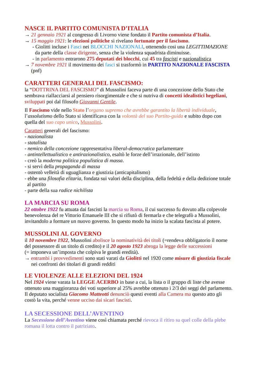 
<p>Il Fascismo è un movimento fondato da Mussolini nel 1919, che ha preso piede come reazione e conseguenza alla crisi politica, economica,