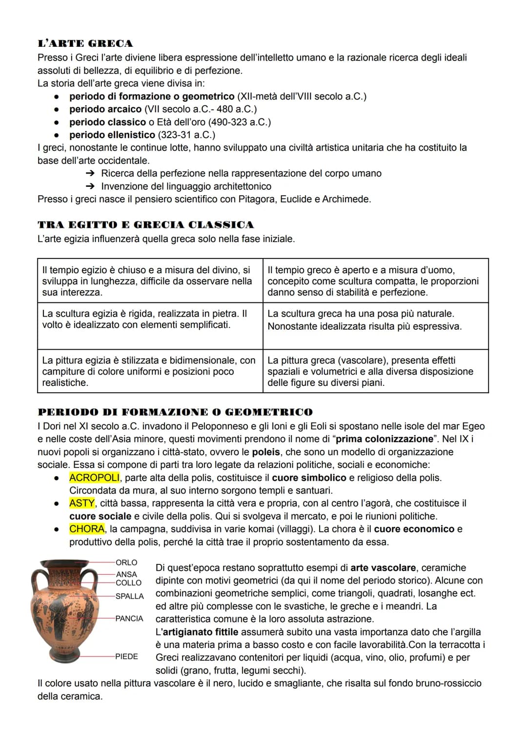 
<p>L'arte greca ha avuto un ruolo fondamentale nello sviluppo della civiltà occidentale, caratterizzandosi per la ricerca della perfezione 