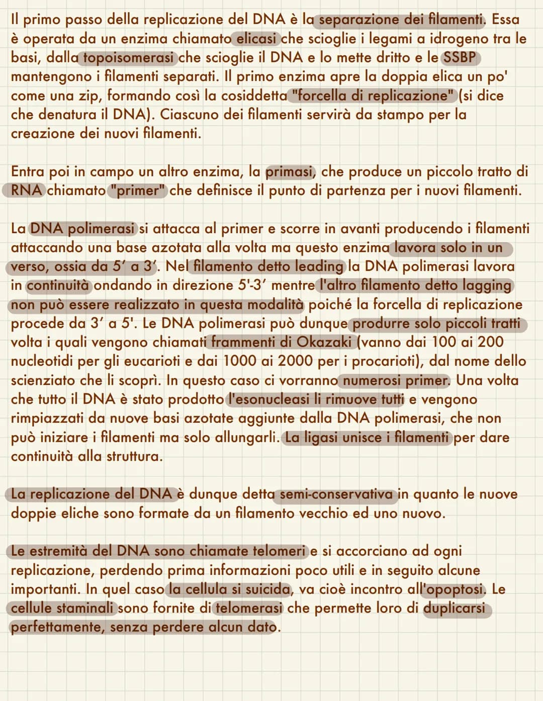  Replicazione del DNA
Il ciclo cellulare avviene quando una cellula si divide in due cellule figlie, questo
coincide necessariamente con la 