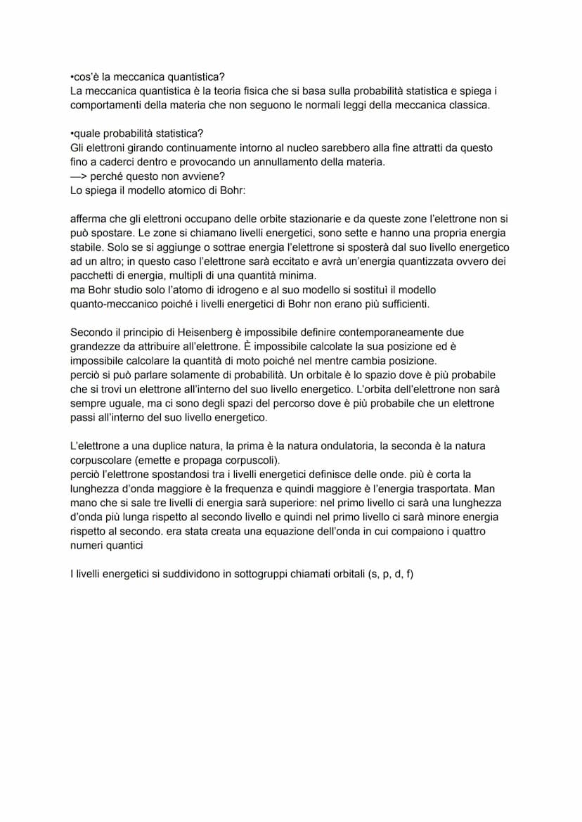 cos'è la meccanica quantistica?
La meccanica quantistica è la teoria fisica che si basa sulla probabilità statistica e spiega i
comportament