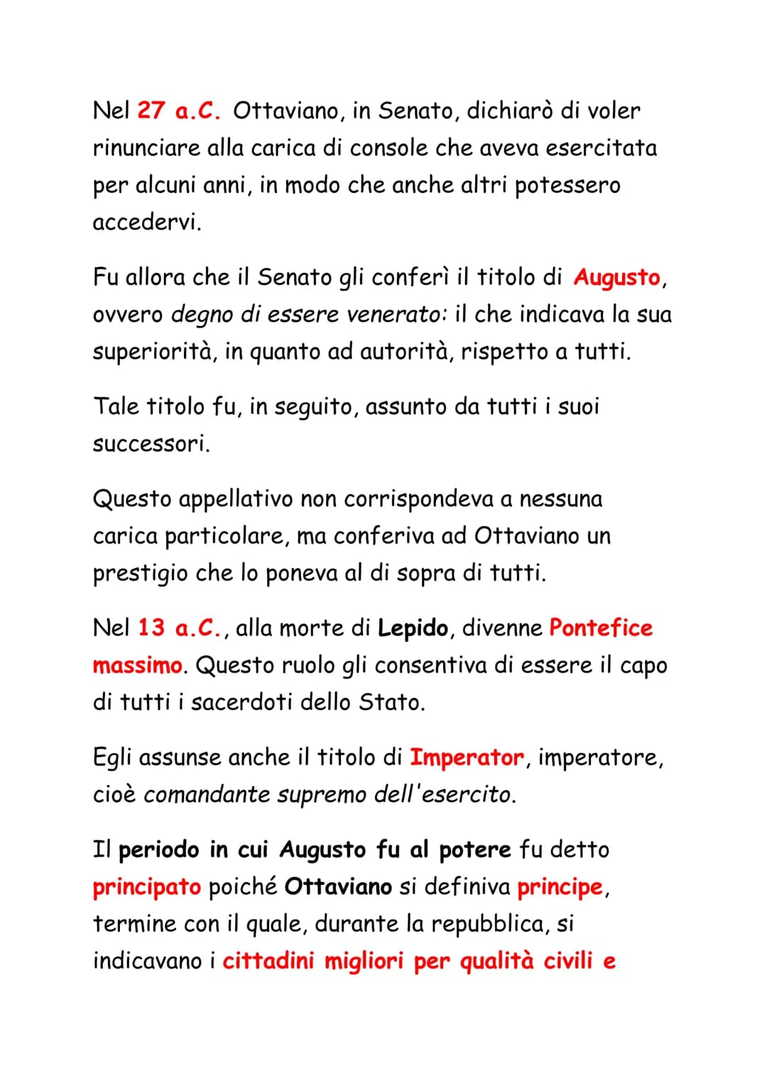 Ottaviano Augusto
La battaglia di Azio, 31 a.C., rappresenta la fine di un
secolo di lotte interne e l'inizio di un periodo di pace
per Roma