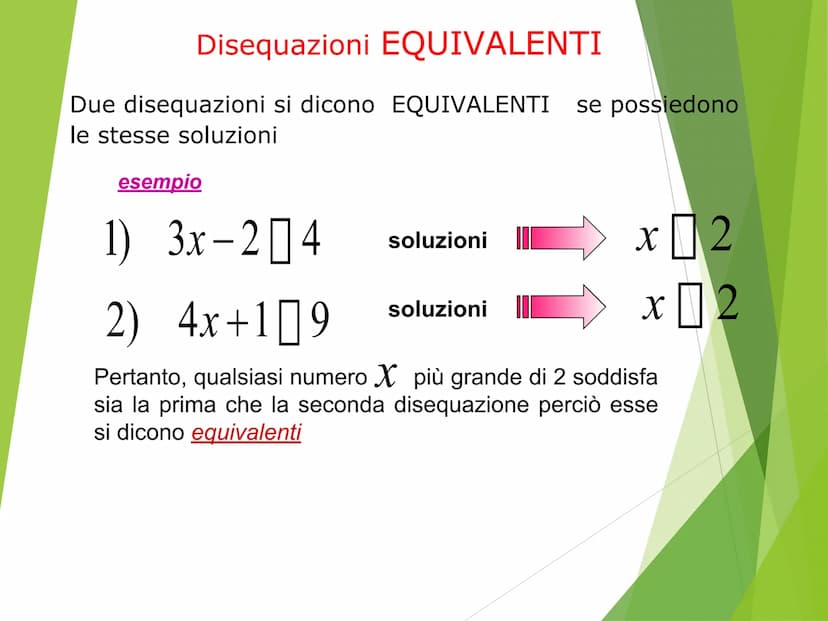 LE DISEQUAZIONI DI
PRIMO GRADO Contenuti
Disequazioni: definizione, soluzioni, grado
Classificazione
Disequazioni equivalenti
Principi di eq