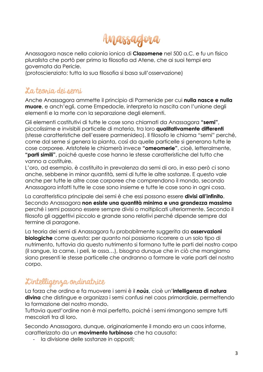I molteplici principi della realta'
1. I fisici pluralisti
I fisici pluralisti riprendono l'indagine naturalistica dei filosofi ionici, tent