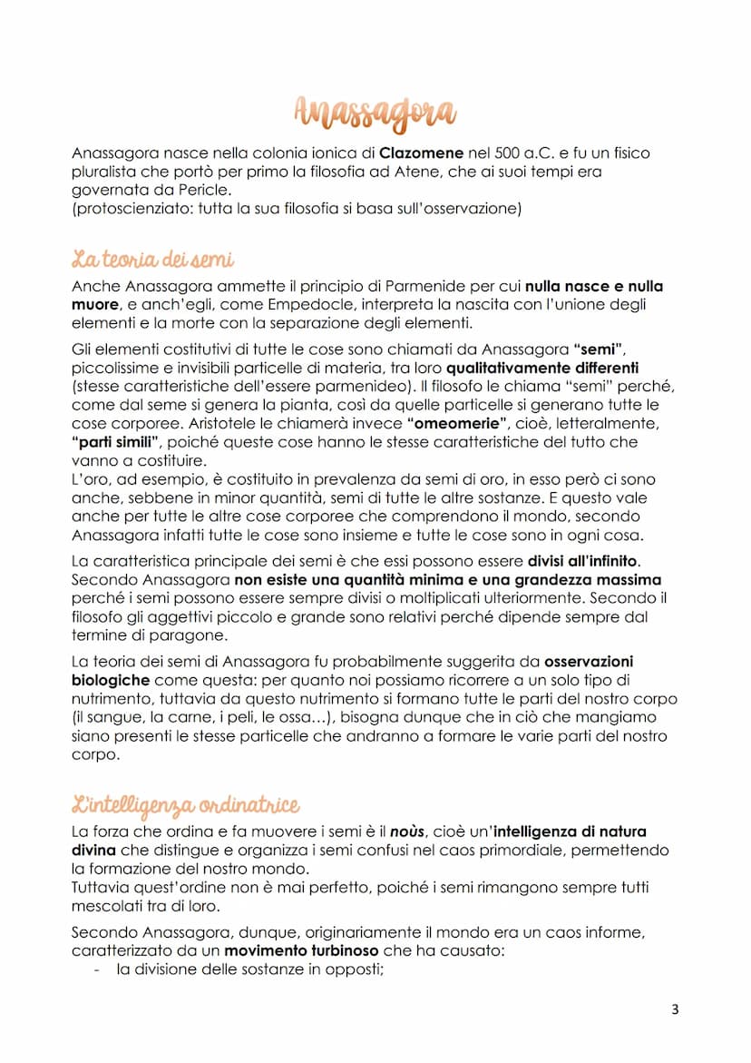 I molteplici principi della realta'
1. I fisici pluralisti
I fisici pluralisti riprendono l'indagine naturalistica dei filosofi ionici, tent