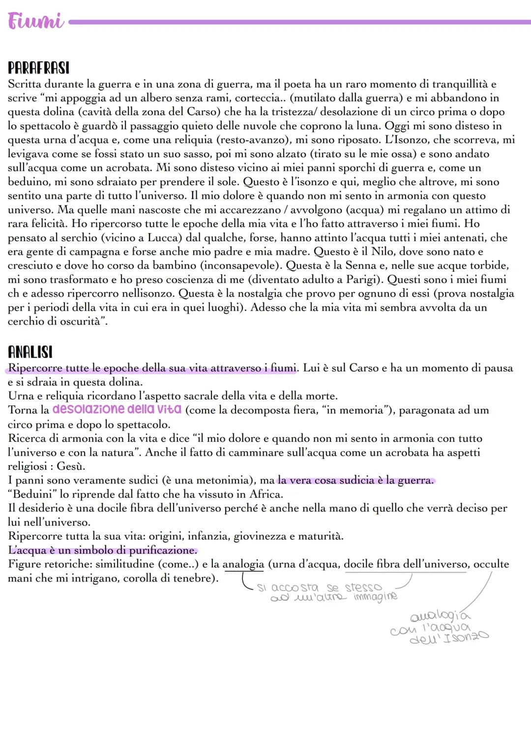 Poetica
È una poetica nuova, diversa da quella di D'Annunzio, che ci ha riempito di parole, mentre
Ungaretti scrive versi molto brevi, ma tu