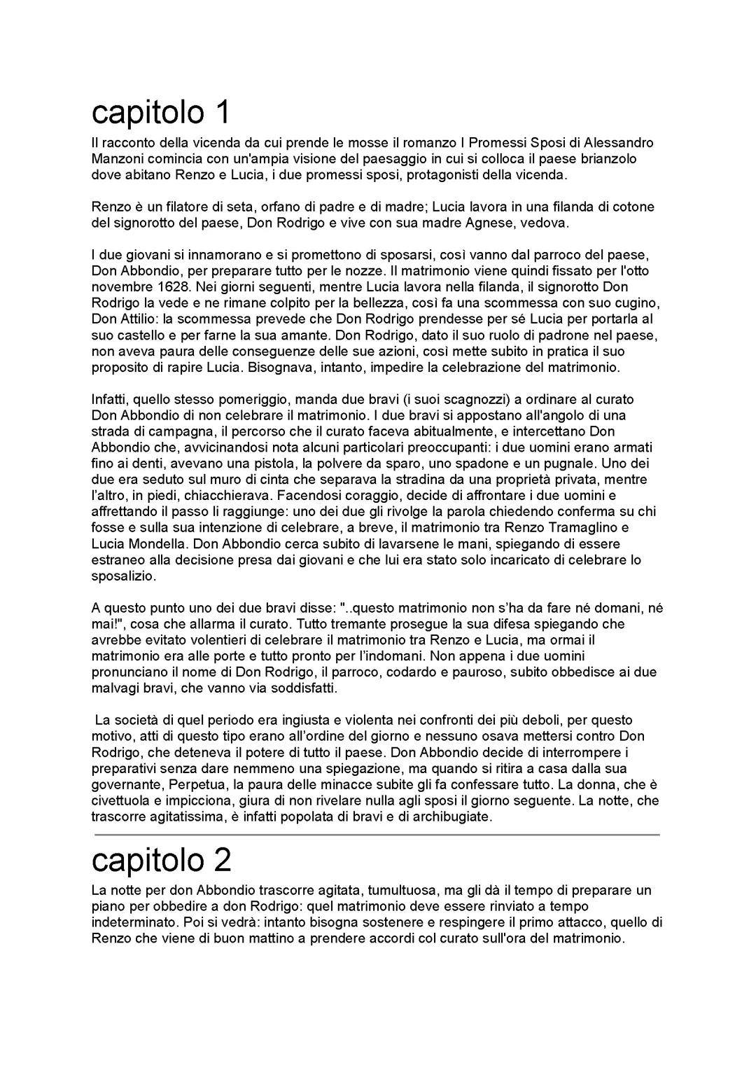 Riassunto dettagliato de I Promessi Sposi