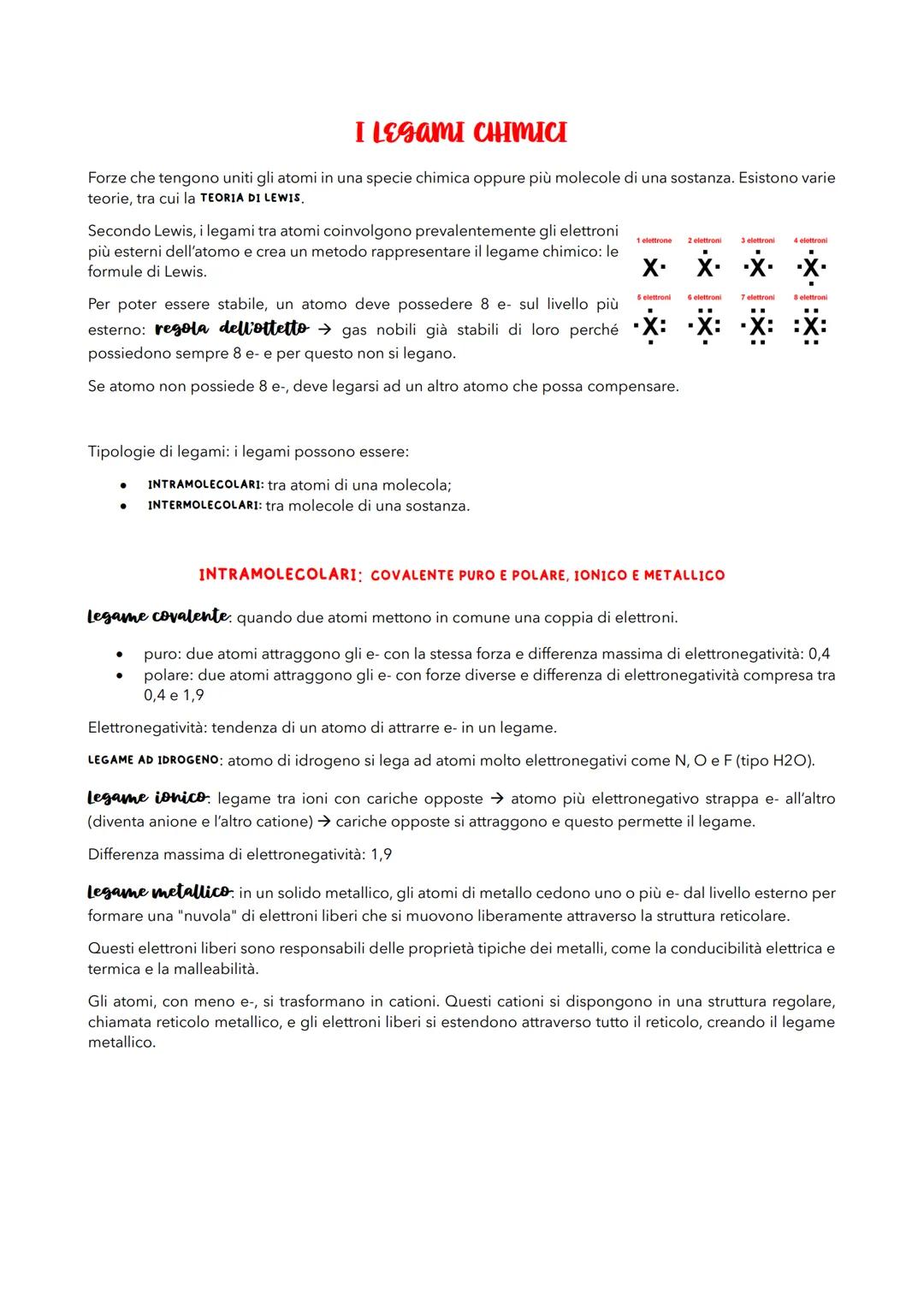 Tipi di Legami Chimici: Intramolecolari e Intermolecolari