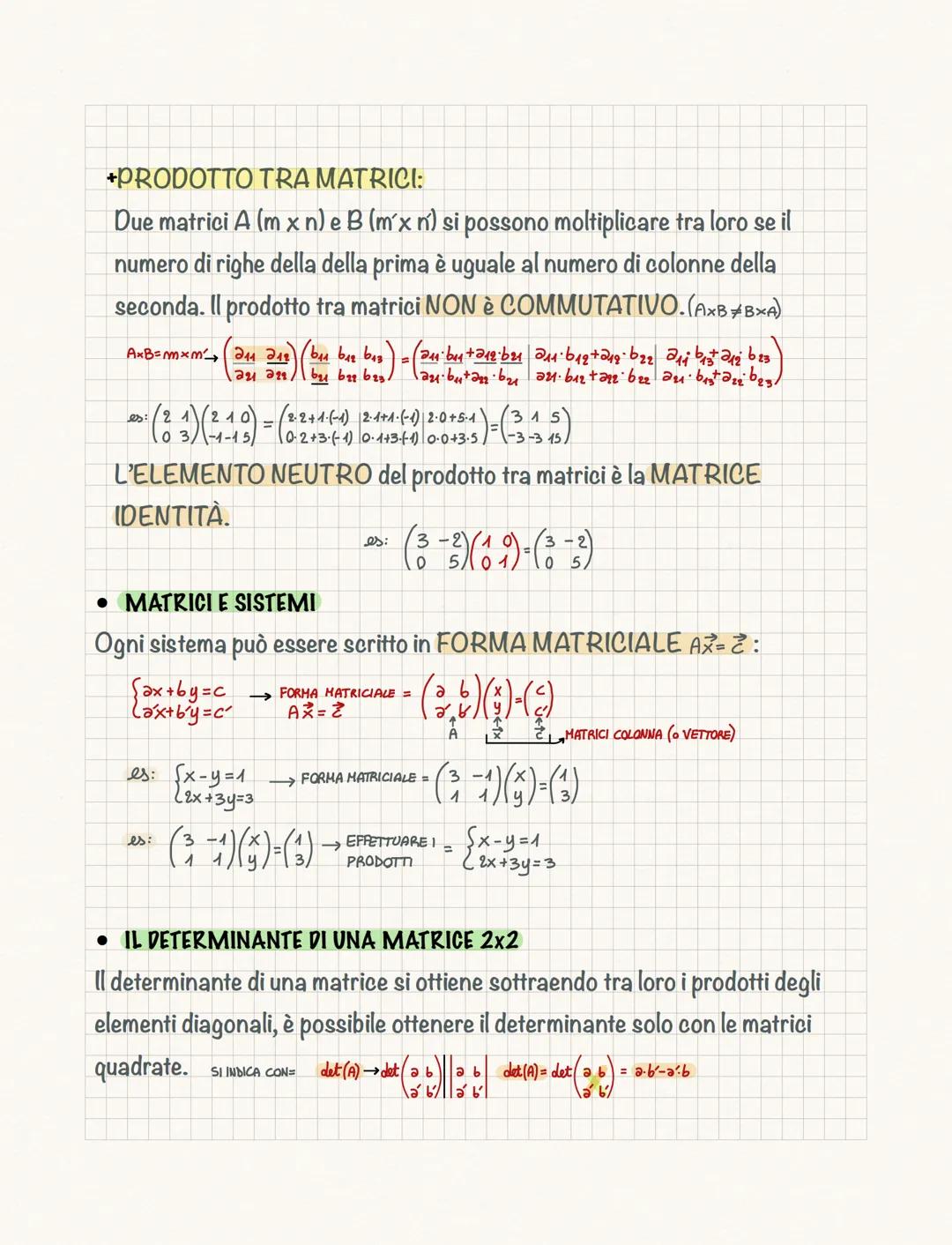 Le matrici
Una MATRICE (m x n) è una tabella di valori numerici o espressioni letterali
disposti su m righe ed n colonne in una parentesi (q