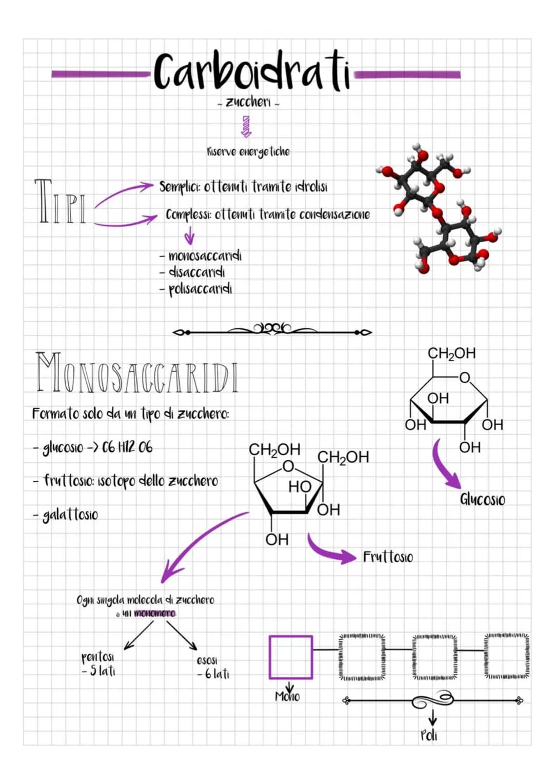 TIPIC
-Carboidrati
~ zuccheri ~
昙
Riserve energetiche
Semplici: ottenuti tramite idrolisi
Complessi: ottenuti tramite condensazione
pentosi
