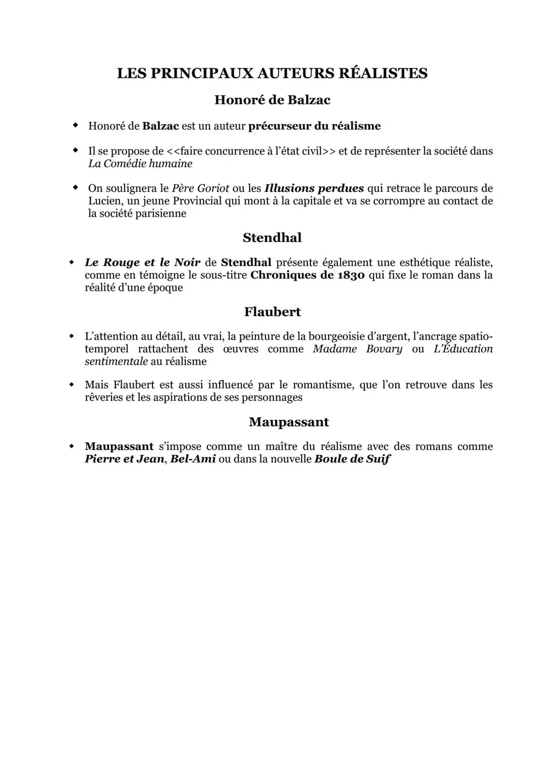 ♦
♦
♦
♦
LE RÉALISME
Le réalisme est un mouvement littéraire de la seconde moitié du XIX siècle qui vise à
représenter le réel de la façon la