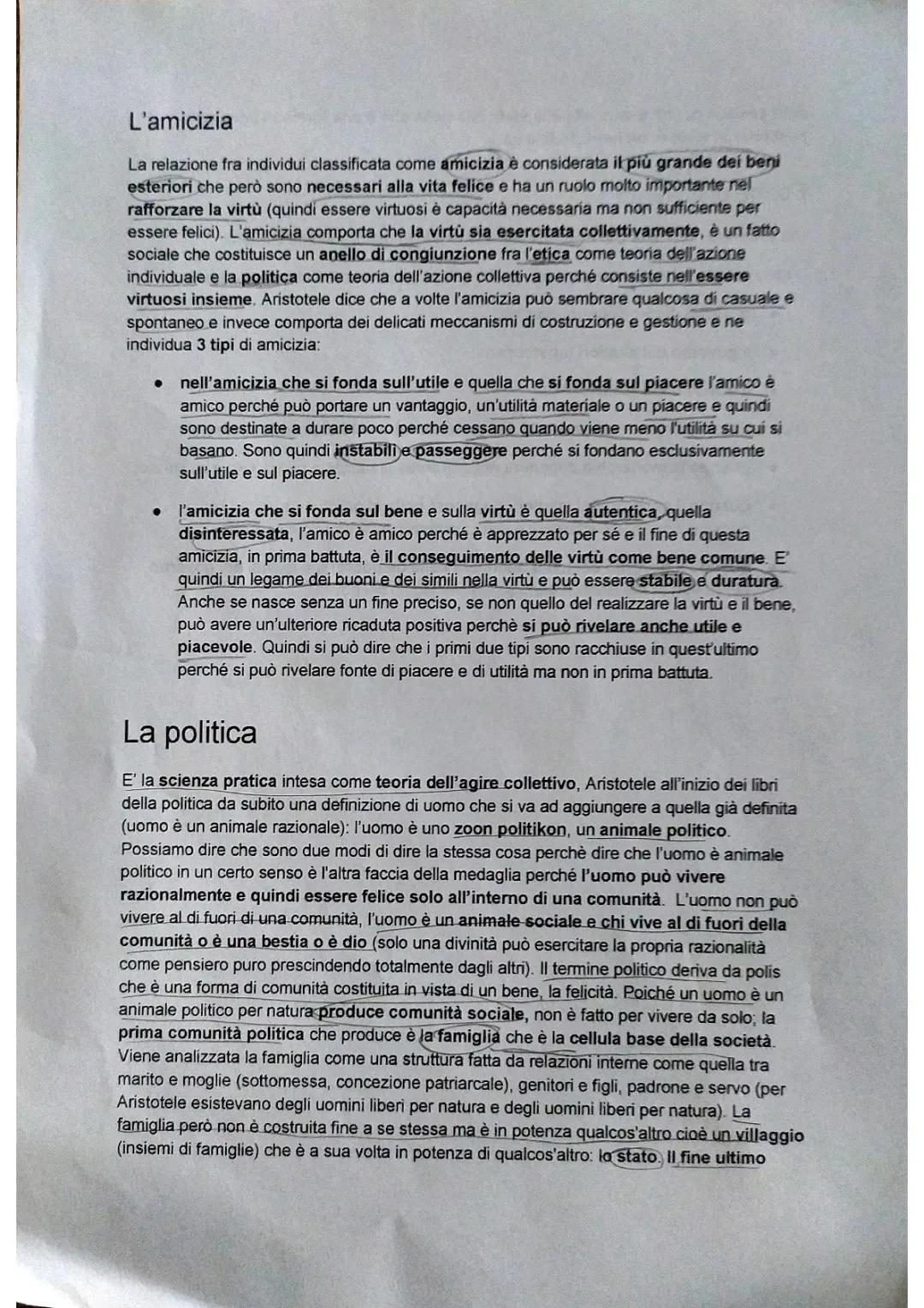 Amicizia e Politica per Aristotele: Schema, Frasi, e Tipi di Amicizia - PDF Inclusi