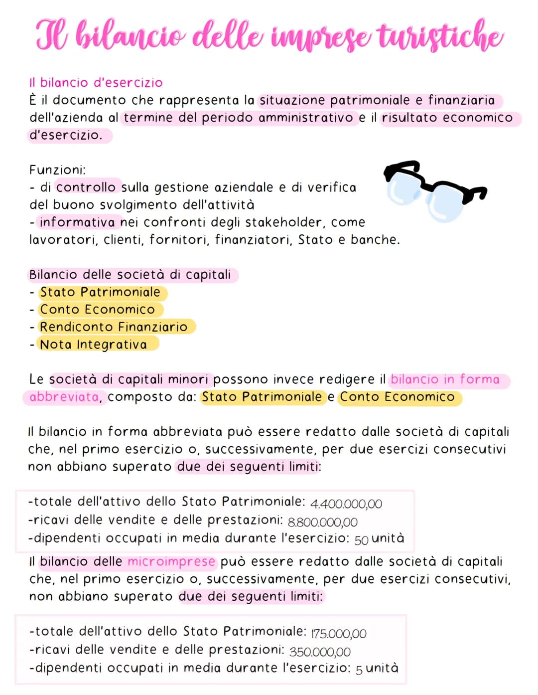 Il bilancio delle imprese turistiche
Il bilancio d'esercizio
È il documento che rappresenta la situazione patrimoniale e finanziaria
dell'a