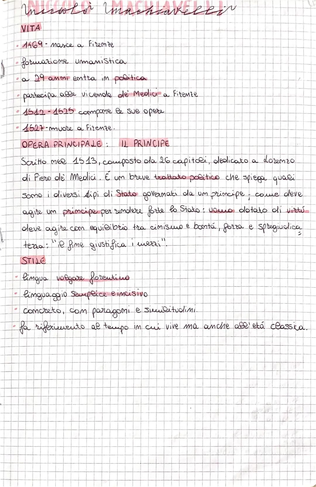 C
VITA
1469- masce a Firenze.
formazione umanistica
a 29 anni entra in politica.
partecipa alle vicende de Medici
1512-1525 commpone le sue 