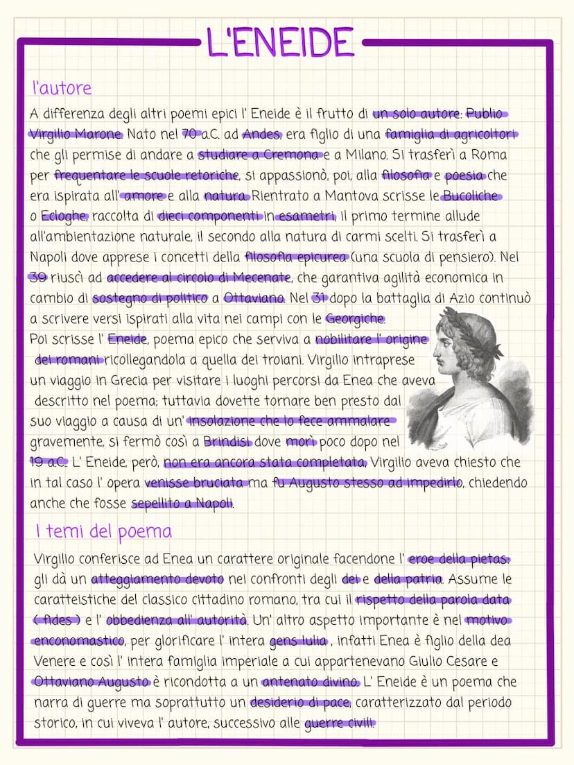 L'Eneide L'ENEIDE
l'autore
A differenza degli altri poemi epici l' Eneide è il frutto di un solo autore: Publio
Virgilio Marone. Nato nel 70