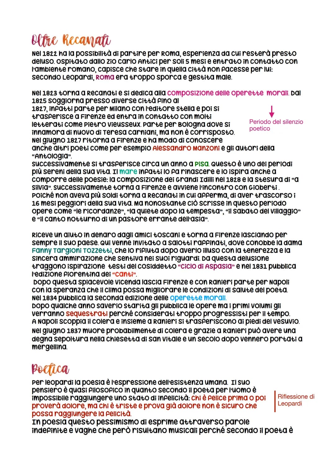Giacomo Leopardi
Giacomo leopardi nasce nel 1798 a Recanati, un piccolo borgo appartenente allo
Stato della chiesa presso le marche.
Figlio 