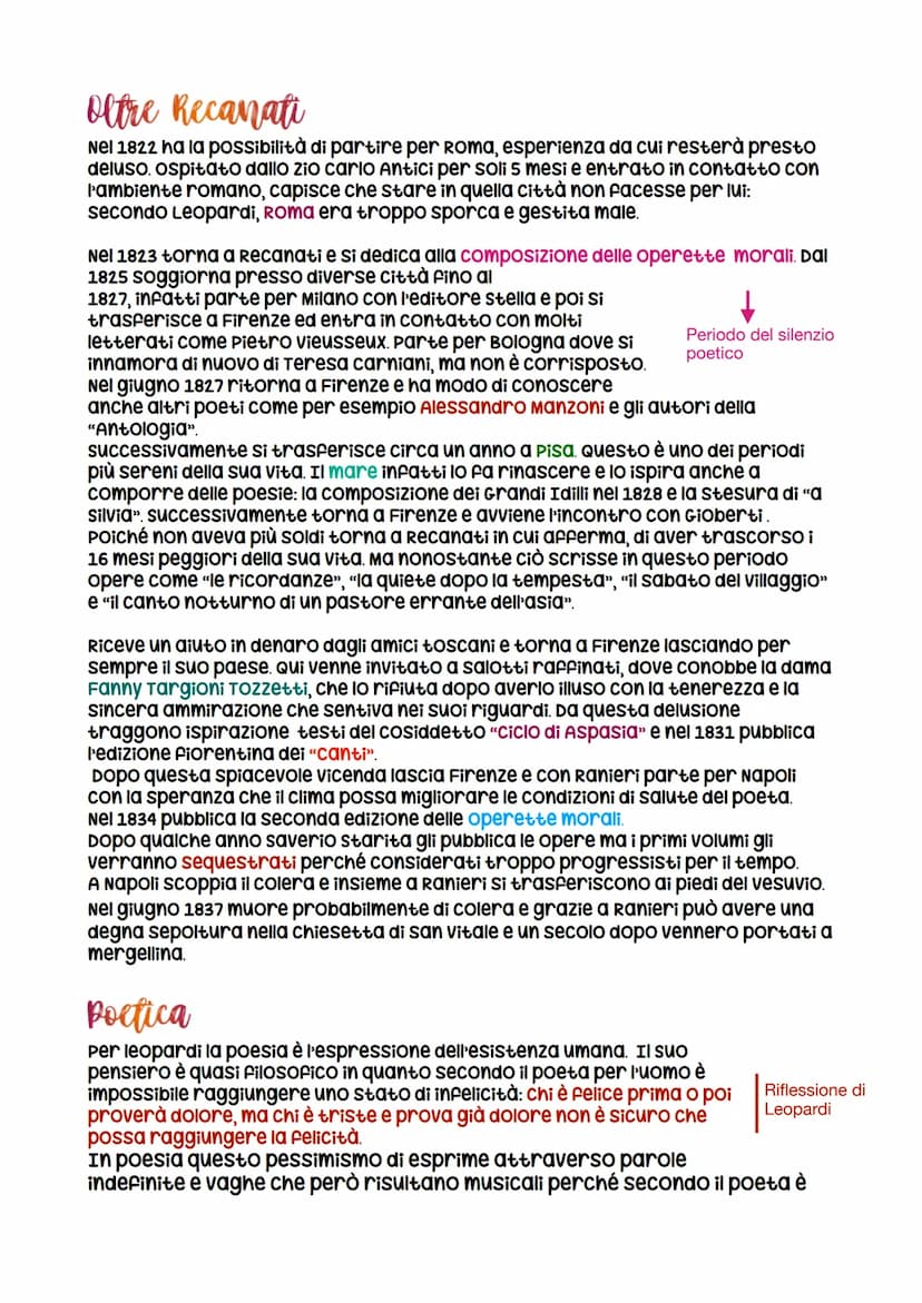 Giacomo Leopardi
Giacomo leopardi nasce nel 1798 a Recanati, un piccolo borgo appartenente allo
Stato della chiesa presso le marche.
Figlio 