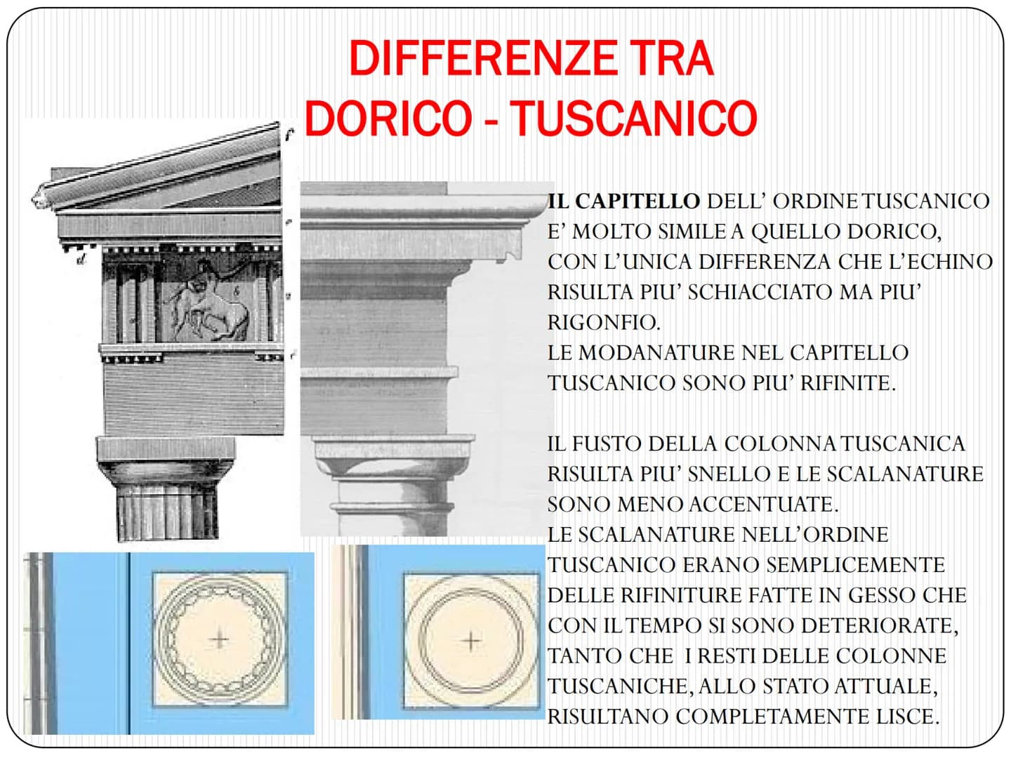 L' ARCHITETTURA ROMANA
SI FONDA SU DUE GRANDI CIVILTA'
CIVILTA' ETRUSCA
ASPETTO PRATICO
• Le tecniche costruttive
I materiali da costruzione