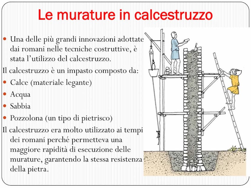 L' ARCHITETTURA ROMANA
SI FONDA SU DUE GRANDI CIVILTA'
CIVILTA' ETRUSCA
ASPETTO PRATICO
• Le tecniche costruttive
I materiali da costruzione