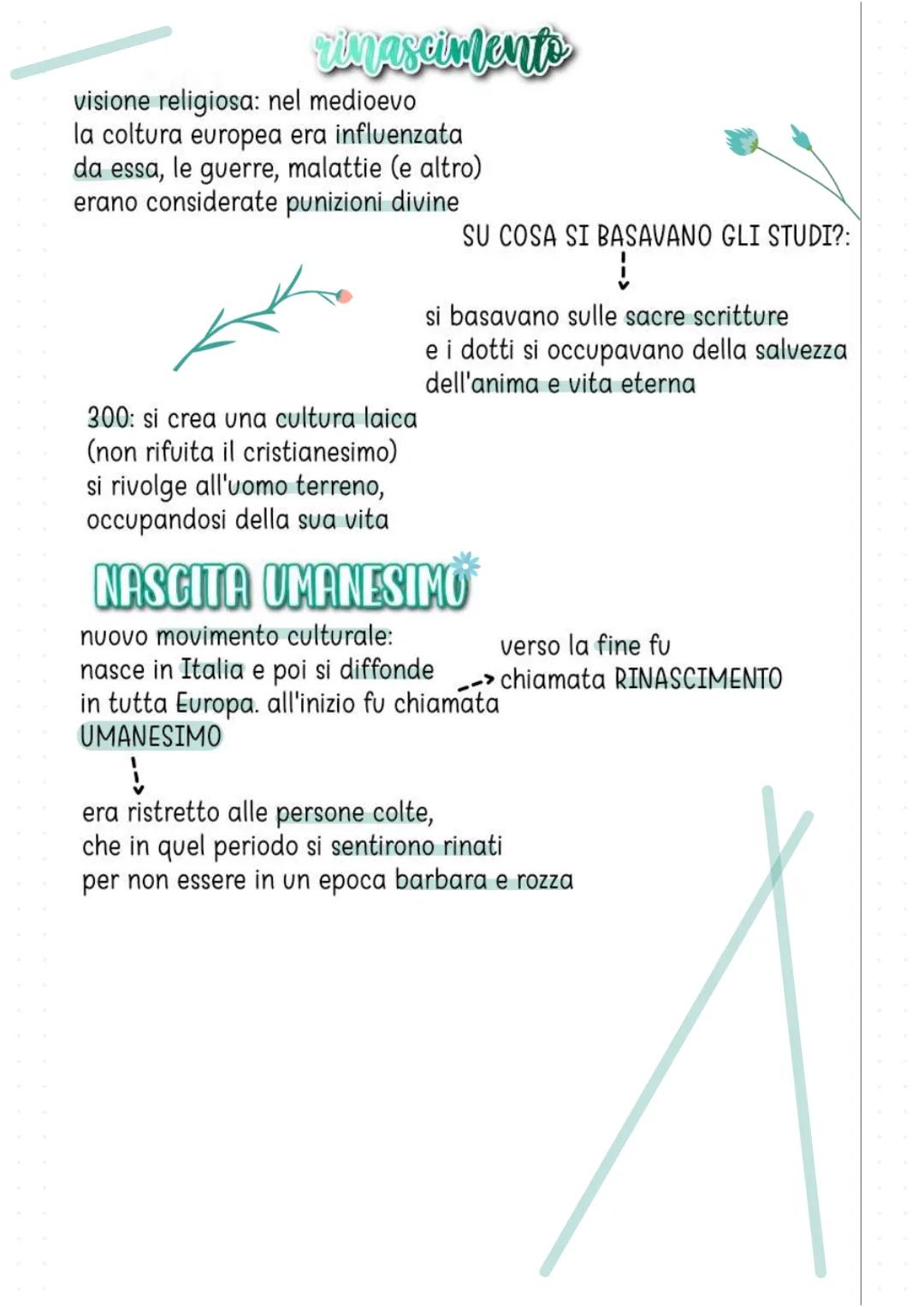 rinasciments
visione religiosa: nel medioevo
la coltura europea era influenzata
da essa, le guerre, malattie (e altro)
erano considerate pun