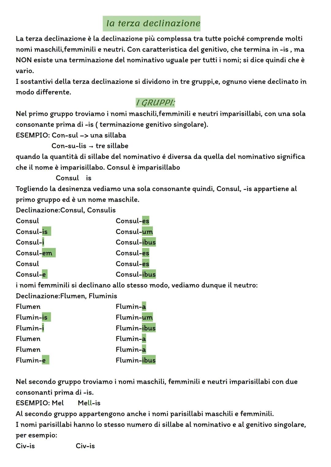La III declinazione latina