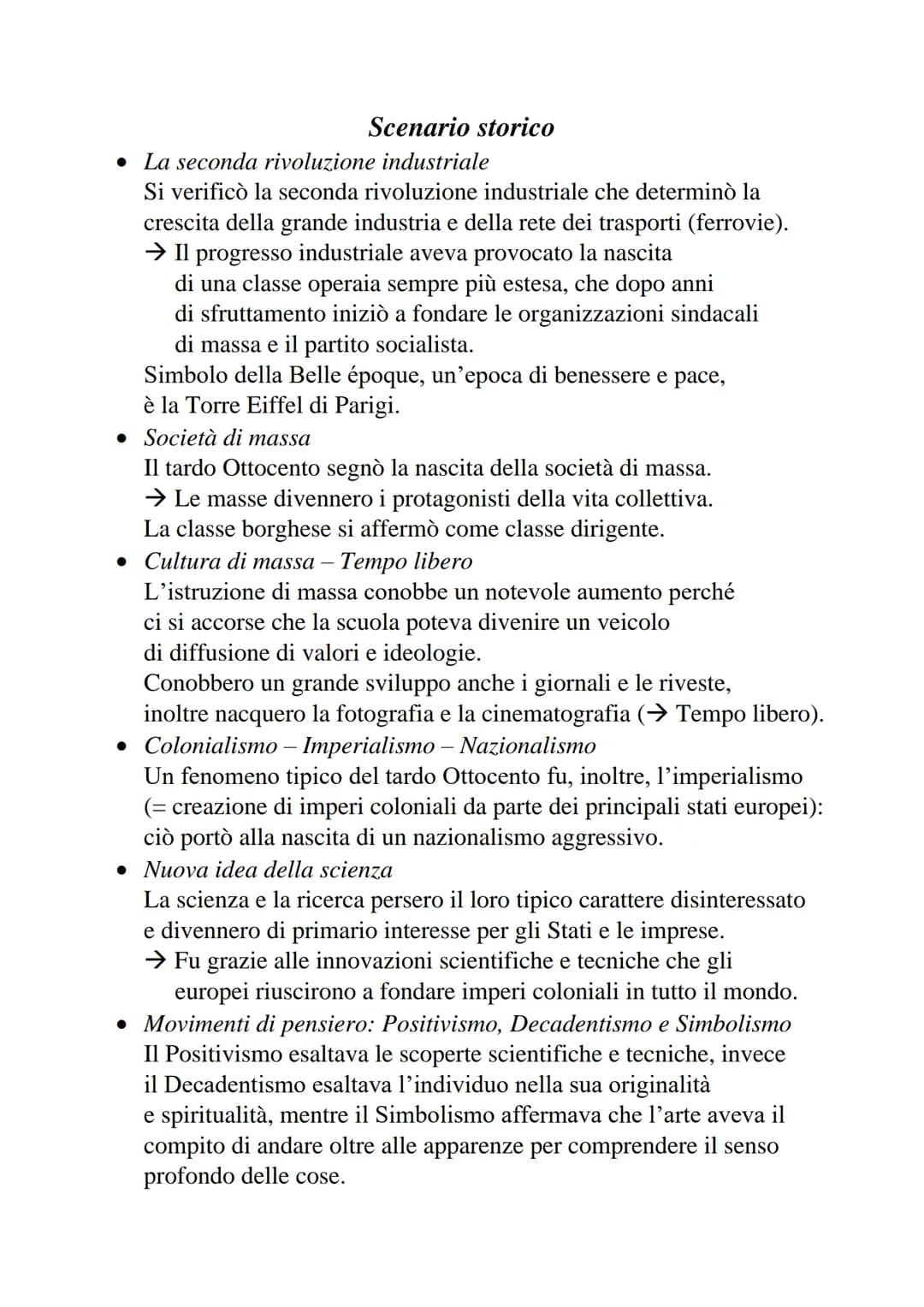 Scenario storico
. La seconda rivoluzione industriale
Si verificò la seconda rivoluzione industriale che determinò la
crescita della grande 