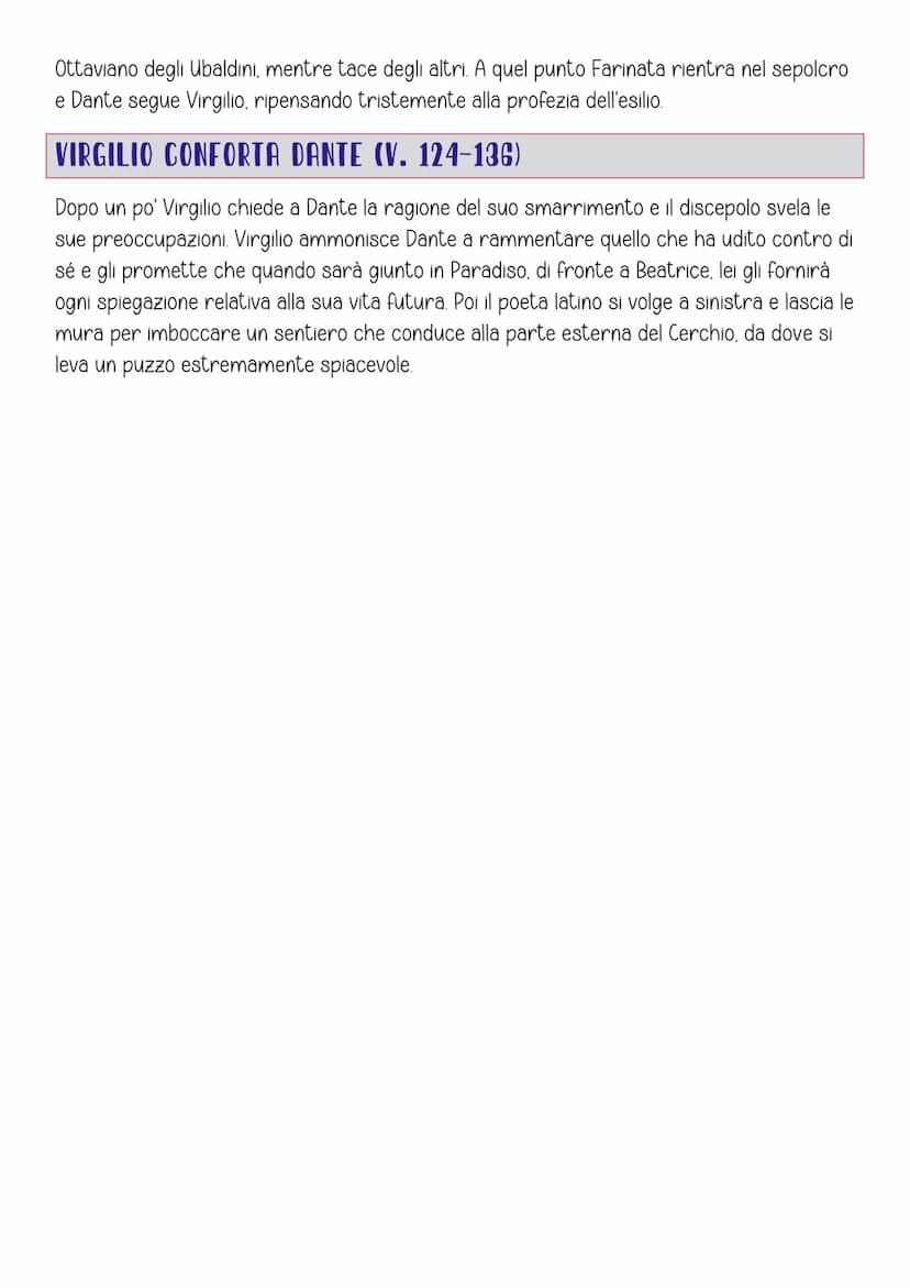 Canto X
ARGOMENTO
Ancora nella città di Dite. pena degli eresiarchi. Incontro con Farinata Degli Uberti.
discorso politico su Firenze. Appar