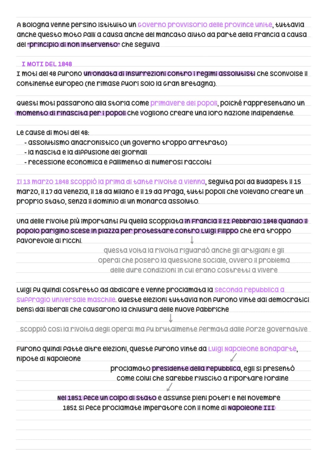 I moti rivoluzionari
I MOTI DEL 1820-21
Negli anni che seguirono il congresso di vienna si verificarono numerosi tentativi di
rivolte in opp