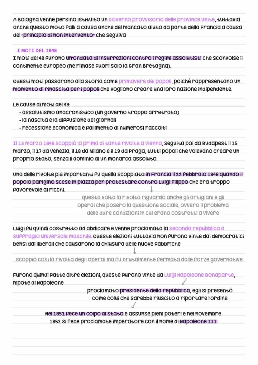 I moti rivoluzionari
I MOTI DEL 1820-21
Negli anni che seguirono il congresso di vienna si verificarono numerosi tentativi di
rivolte in opp