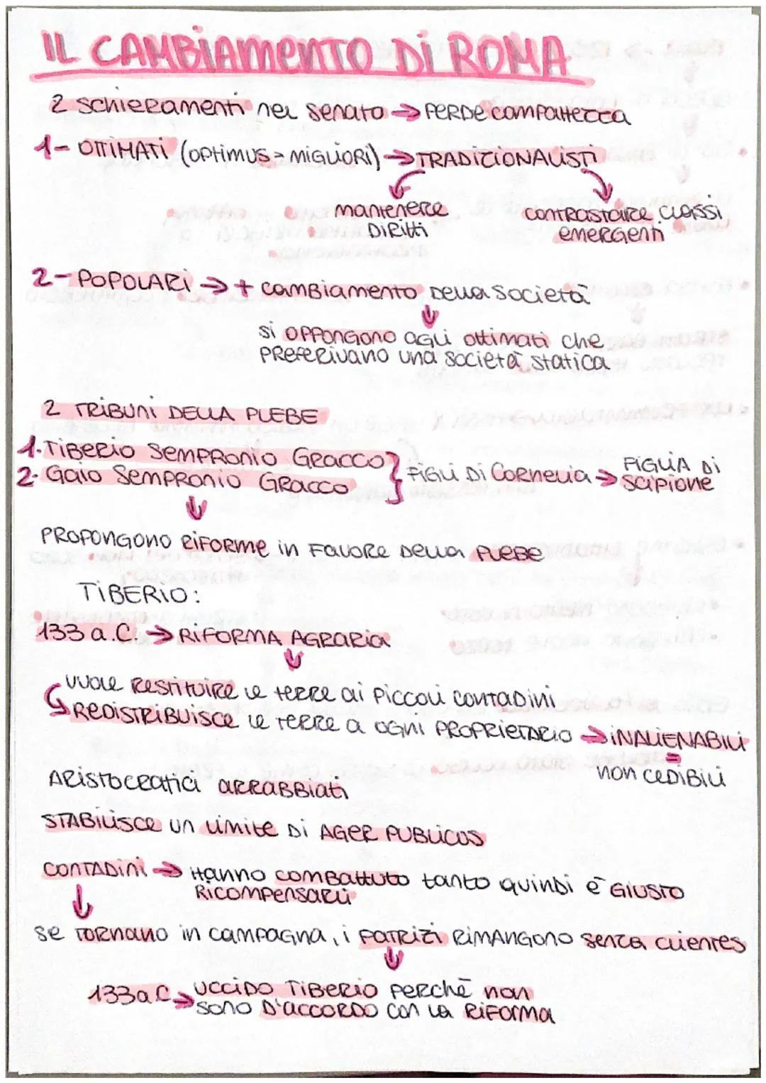 IL CAMBIAMENTO DI ROMA
2 schieramenti nel senato PeRDe compattetea
1- OTTIMATI (Optimus MIGUORI)
→TRADITIONAUSTI
TIONALIST
mantenere
Diritti