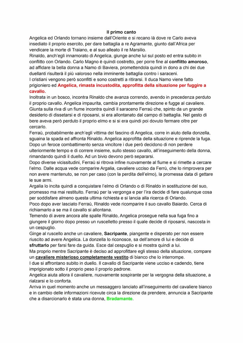 Il primo canto
Angelica ed Orlando tornano insieme dall'Oriente e si recano là dove re Carlo aveva
insediato il proprio esercito, per dare b