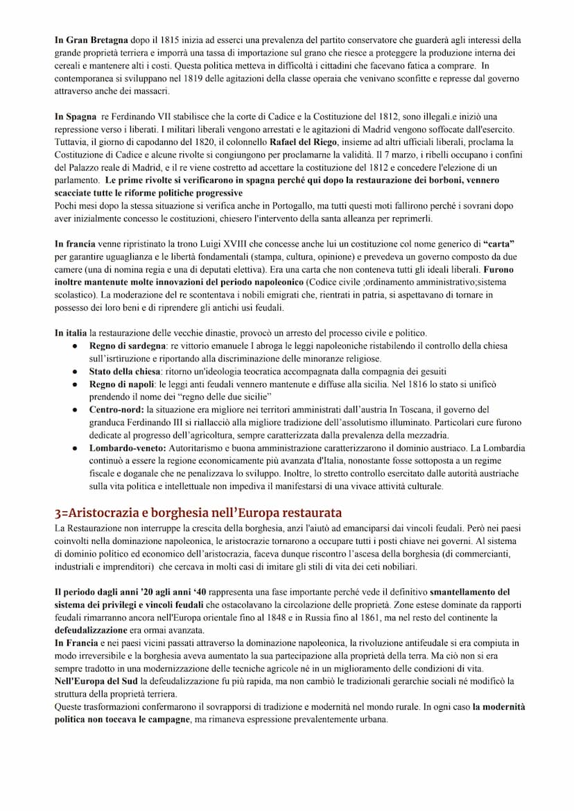 DALLA RESTAURAZIONE ALLE RIVOLUZIONI IN EUROPA
1=La Restaurazione e la nuova carta d'Europa
La restaurazione è un periodo storico che nasce 