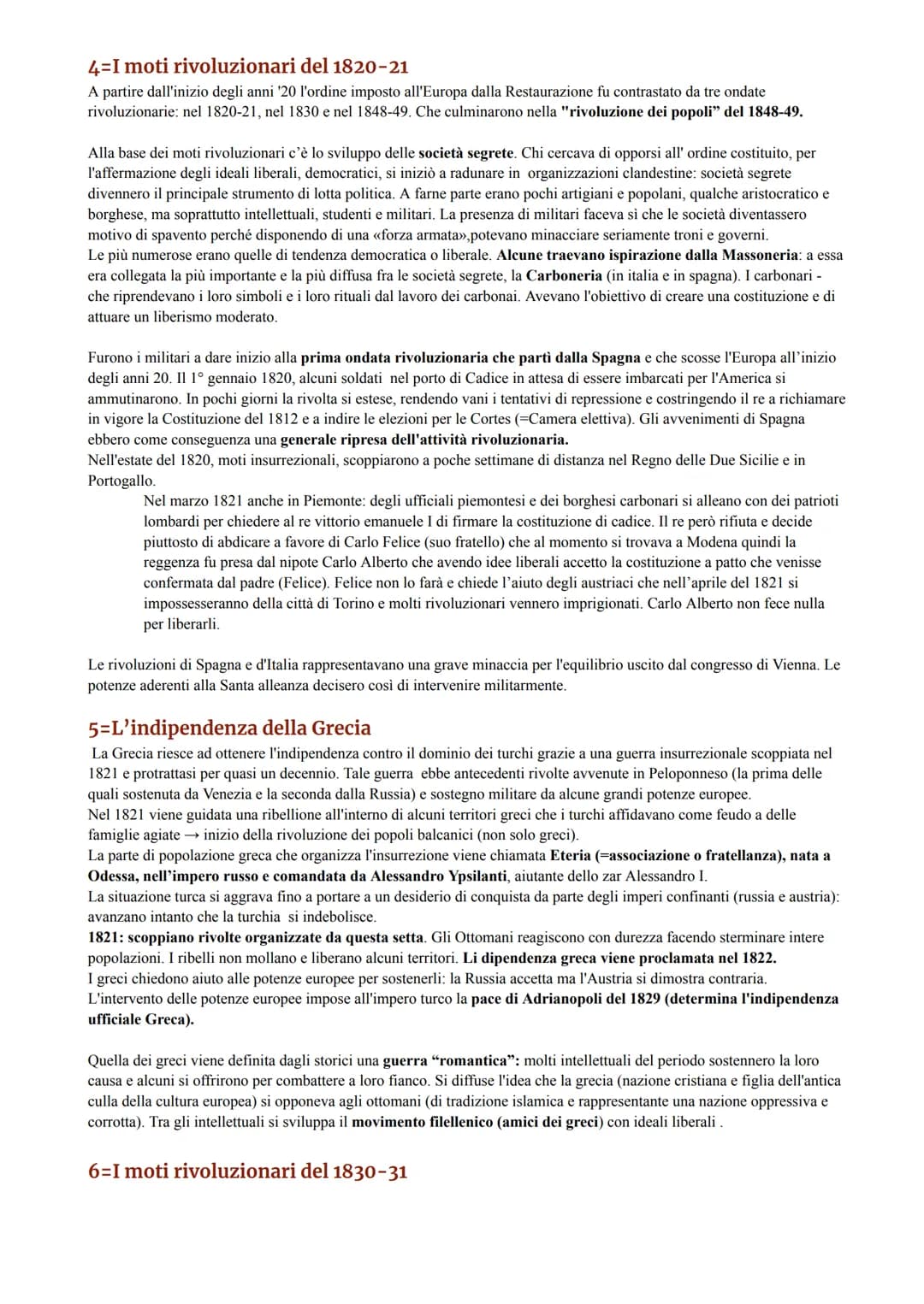 DALLA RESTAURAZIONE ALLE RIVOLUZIONI IN EUROPA
1=La Restaurazione e la nuova carta d'Europa
La restaurazione è un periodo storico che nasce 