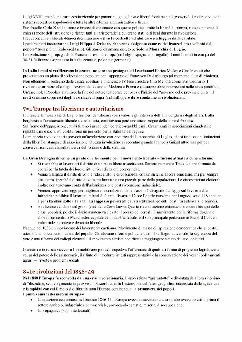 DALLA RESTAURAZIONE ALLE RIVOLUZIONI IN EUROPA
1=La Restaurazione e la nuova carta d'Europa
La restaurazione è un periodo storico che nasce 
