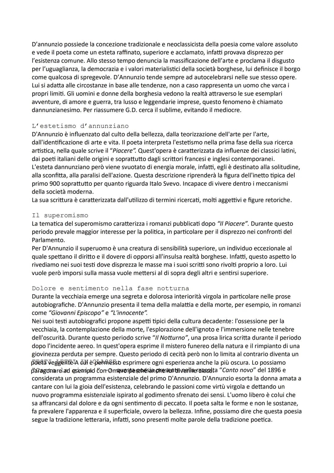 GABRIELE D'ANNUNZIO
La vita...
Gabriele D'annunzio appartiene sia al decadentismo che all'estetismo, perché entrambi i
movimenti esaltano l'