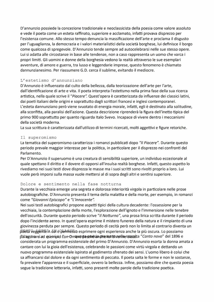 GABRIELE D'ANNUNZIO
La vita...
Gabriele D'annunzio appartiene sia al decadentismo che all'estetismo, perché entrambi i
movimenti esaltano l'