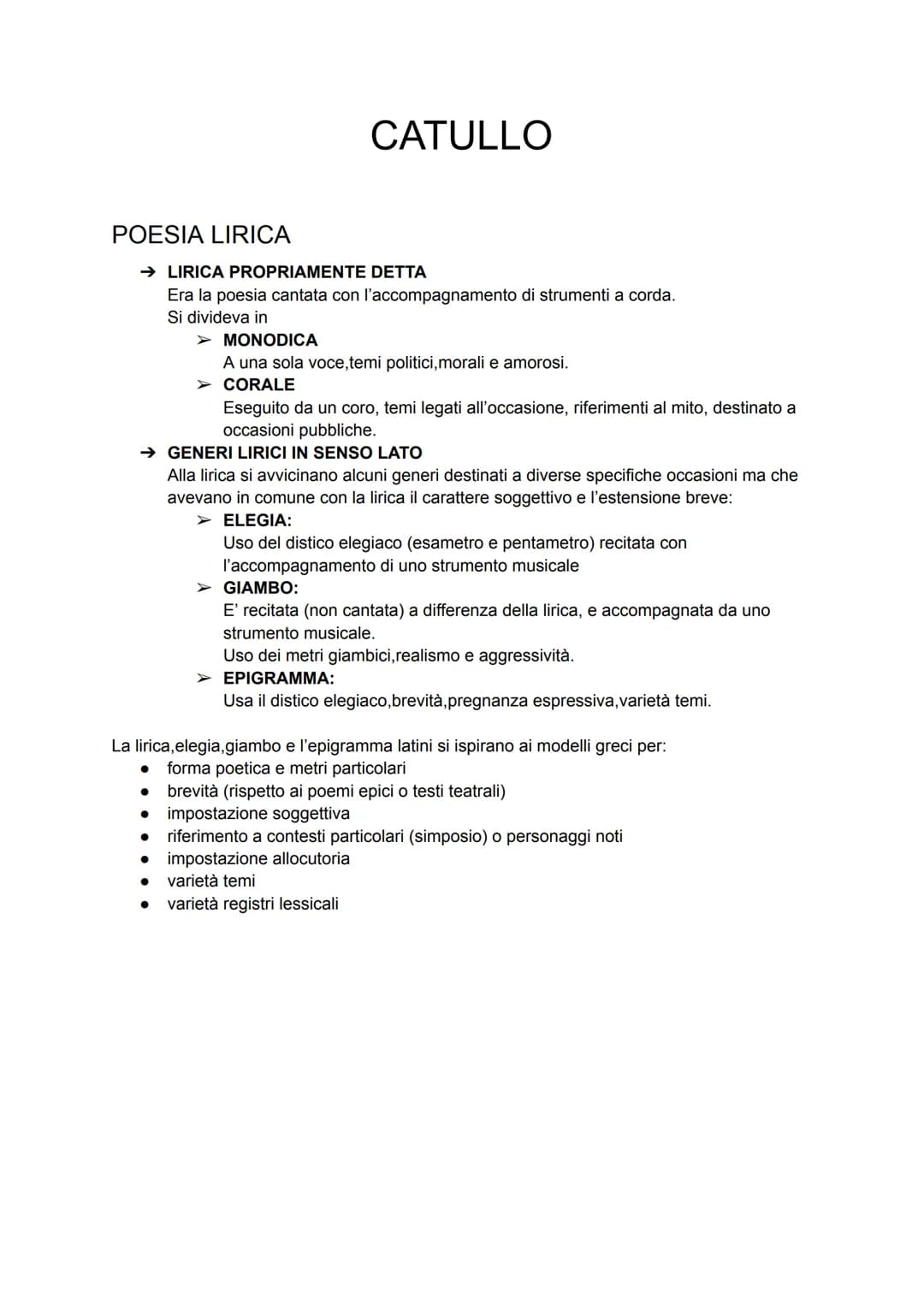 POESIA LIRICA
→ LIRICA PROPRIAMENTE DETTA
Era la poesia cantata con l'accompagnamento di strumenti a corda.
Si divideva in
> MONODICA
CATULL