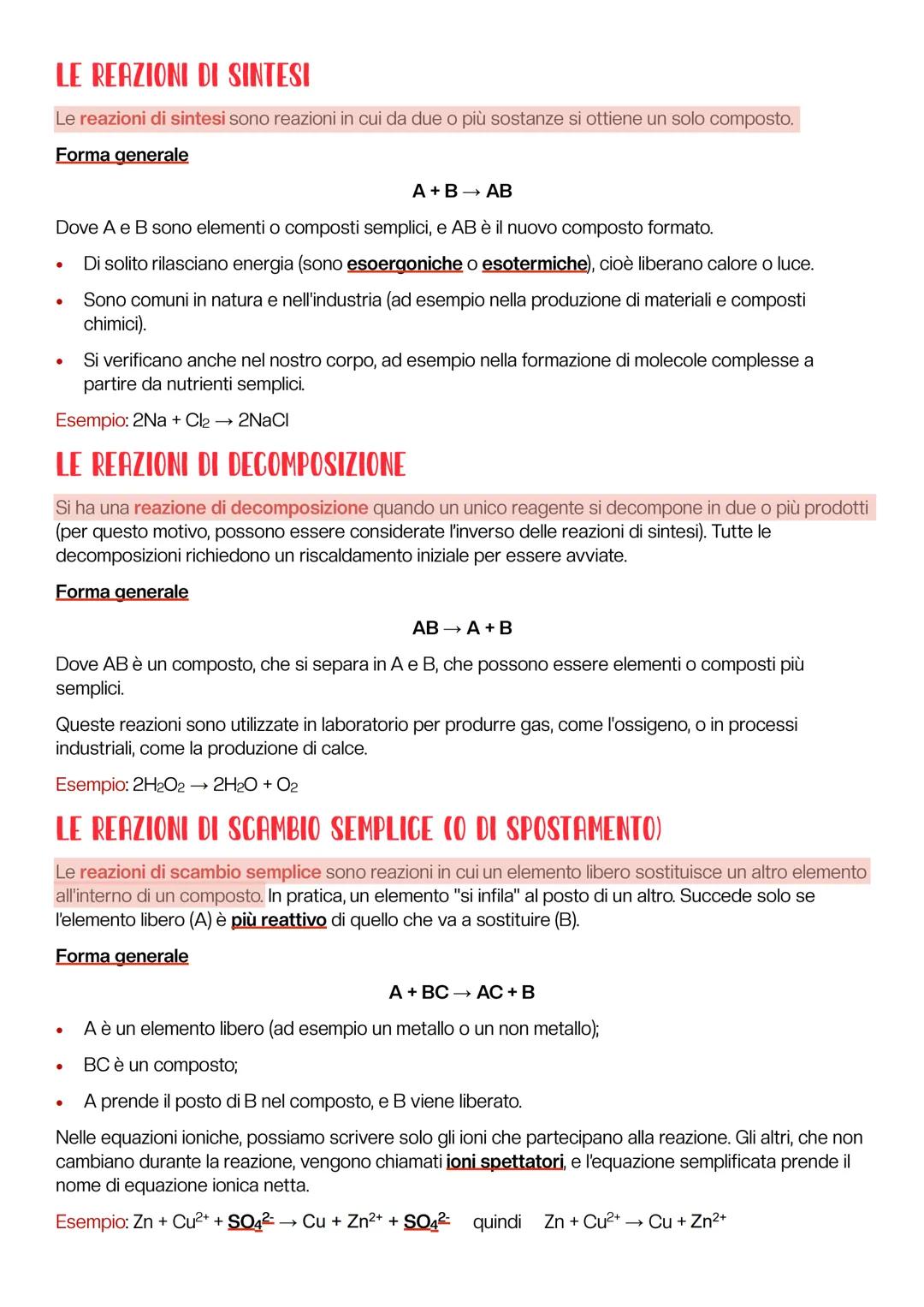 --- OCR Start ---
Le reazioni chimiche
LE EQUAZIONI DI REAZIONE
Una reazione chimica è un processo in cui alcune sostanze, chiamate reagenti