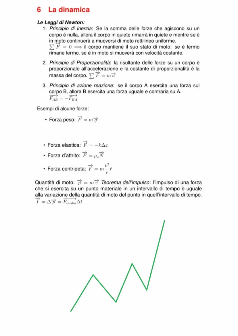 La dinamica 6 La dinamica
Le Leggi di Newton:
1. Principio di Inerzia: Se la somma delle forze che agiscono su un
corpo è nulla, allora il c