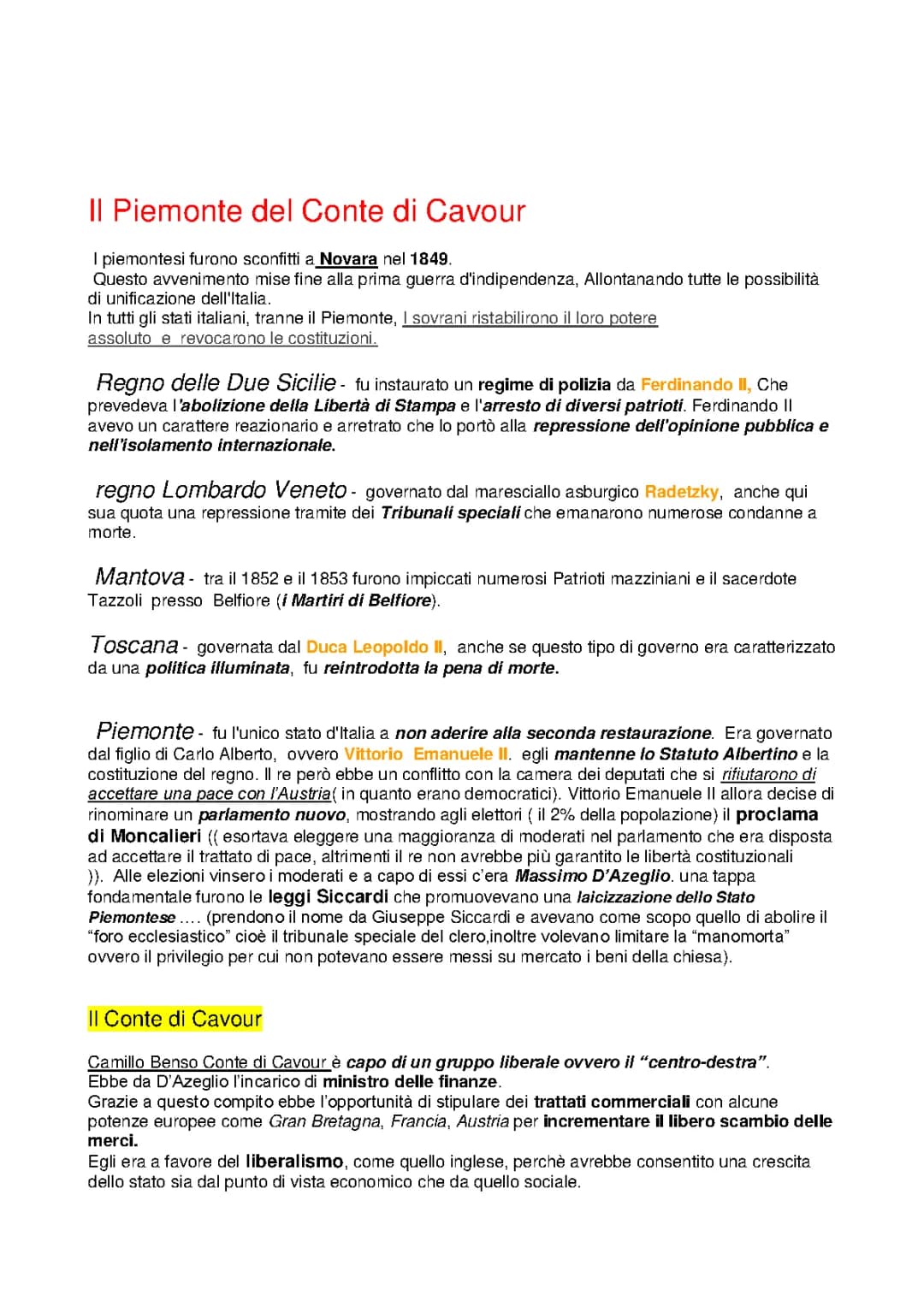 La Vita e le Curiosità di Camillo Benso Conte di Cavour e l'Unità d'Italia