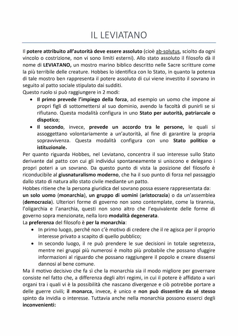 THOMAS HOBBES
Hobbes afferma che inizialmente l'uomo viveva in uno stato di natura, cioè la
condizione ipotetica, precedente alla formazione
