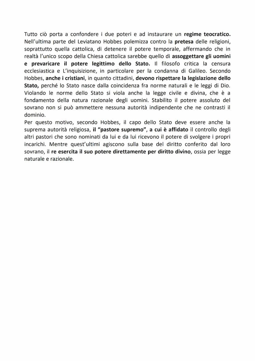 THOMAS HOBBES
Hobbes afferma che inizialmente l'uomo viveva in uno stato di natura, cioè la
condizione ipotetica, precedente alla formazione
