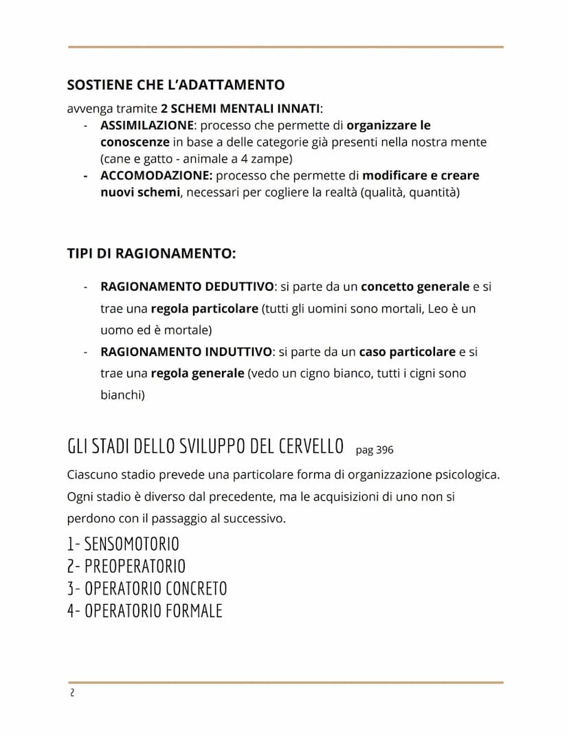 JEAN PIAGET
LA TEORIA SUGLI STADI DI SVILUPPO
pag 396
PRIMA DI PIAGET
si sosteneva che il cervello di bimbi è simile a quello degli adulti, 