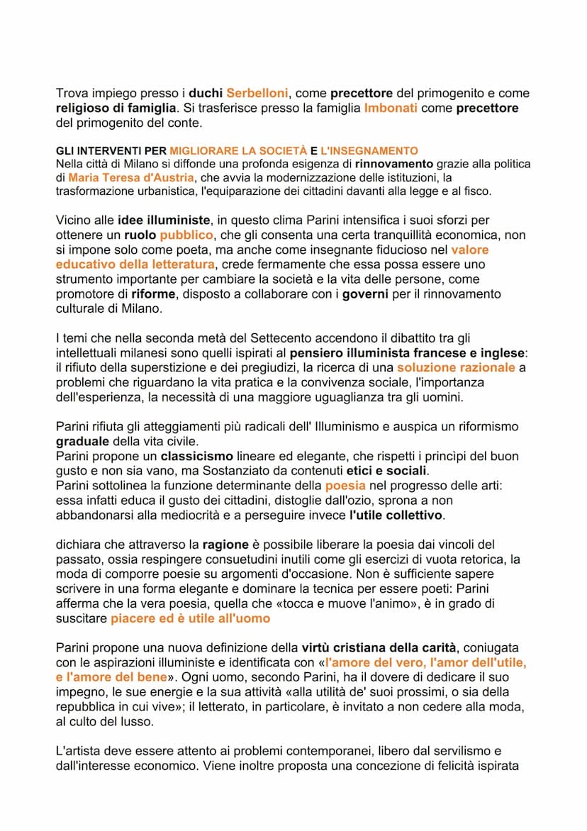 PARINI
LA VITA
Uno scrittore di umili origini, Giuseppe Parino (che muterà poi il cognome) nasce
nel 1729 a Bosisio, nel territorio allora d