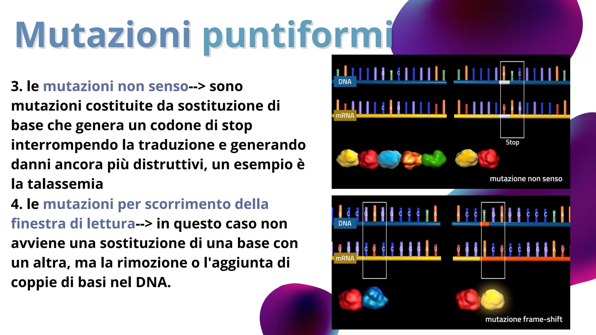 LE MUTAZIONI Definizione
Gli errori che possono interessare il DNA sono chiamati mutazioni. Esse possono
portare ad un difetto funzionale op